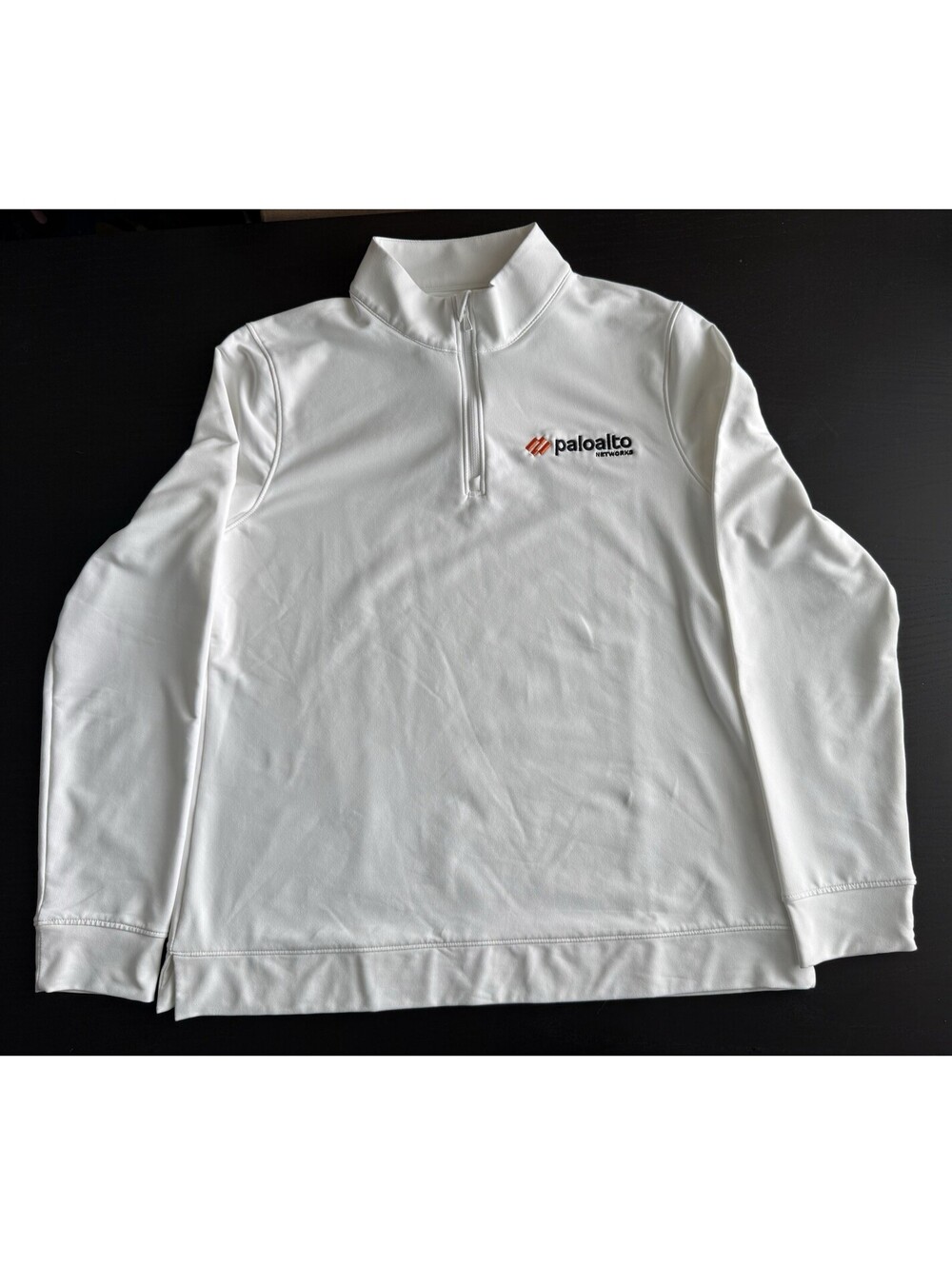 Peter Millar Women Large Perth 1/4 Zip Pullover White Palo Alto Networks Stretch